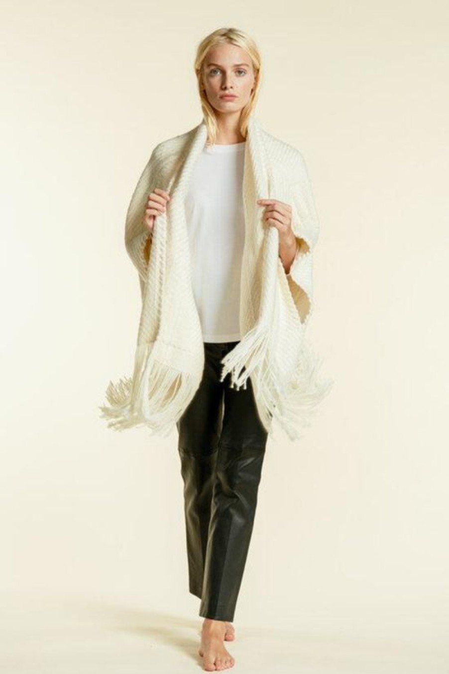 Clothing WEHVE | Wehve, Ivory Billy Fringe Cardigan With Pockets