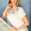 Clothing THML | Thml, Embroidered Flowers Short Sleeve Top