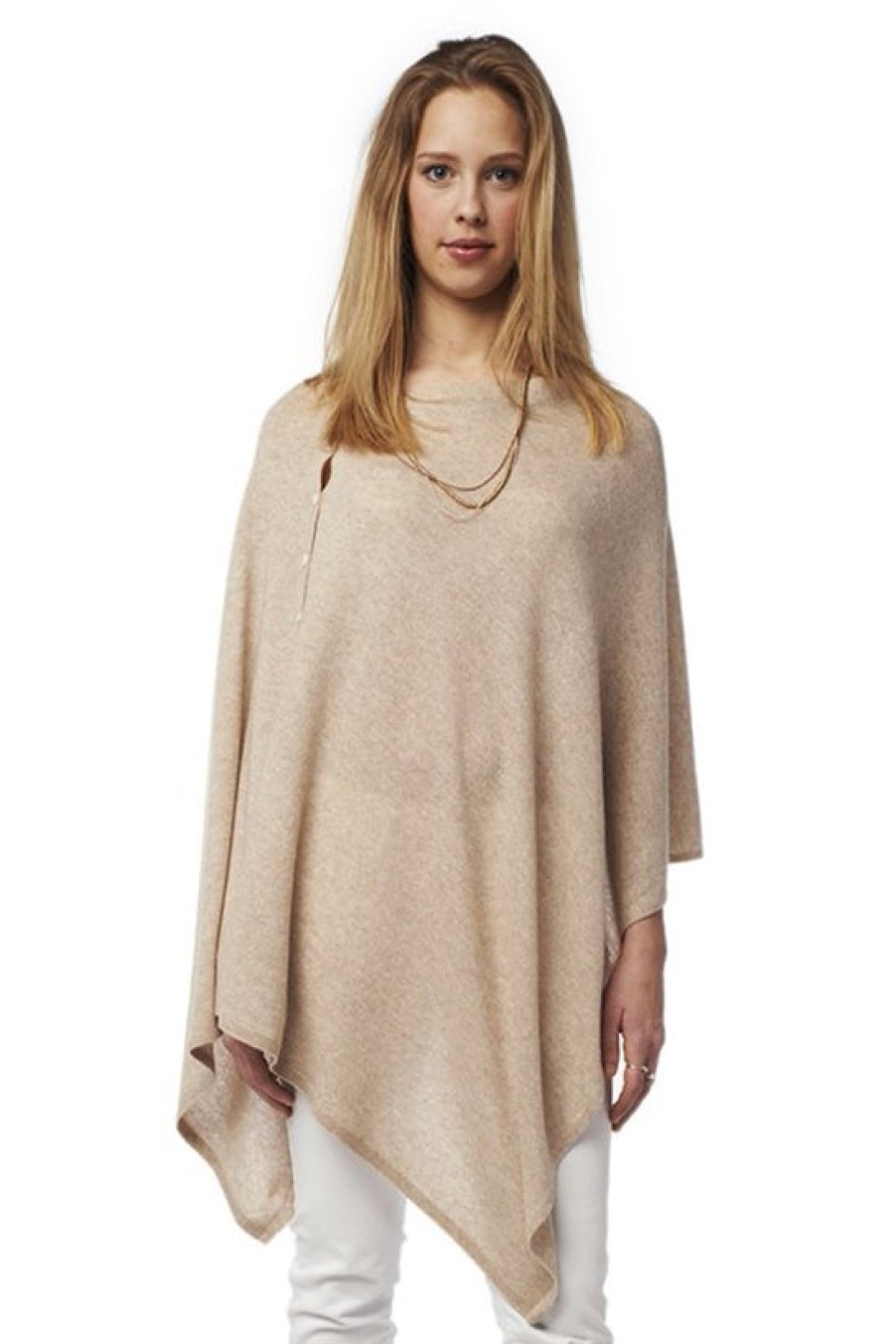 Clothing Snapdragon Designs | Cashmere Button Poncho- Neutrals