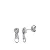 Jewelry Bamiyan | Silver Zipper Stud Earrings With Cubic Zirconia