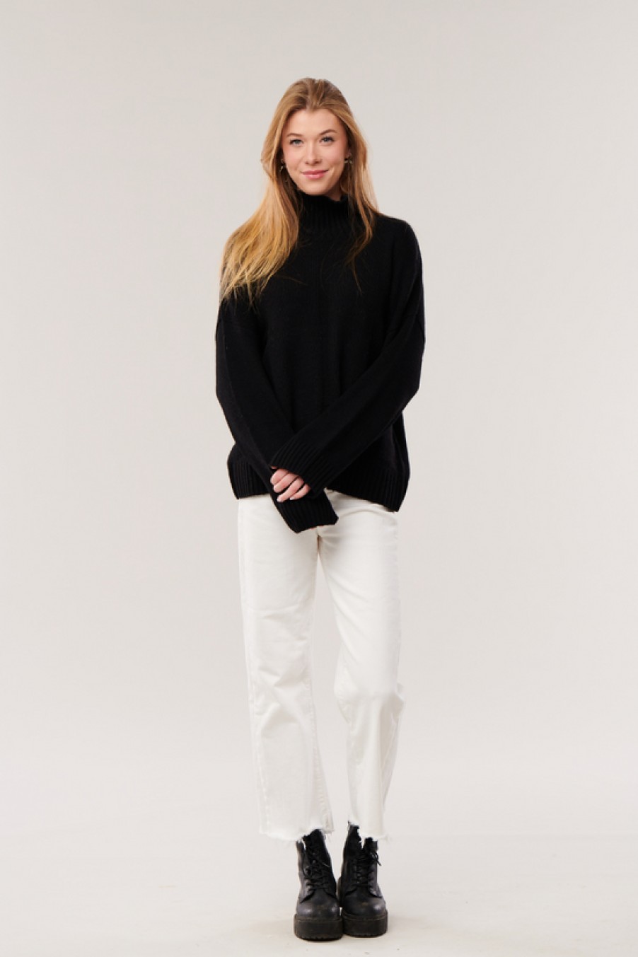 Clothing Snapdragon Designs | Cashmere T-Neck Sweater- Black