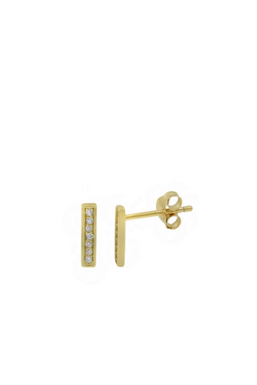 Jewelry Bamiyan | Gold Bar Stud Earrings With Cubic Zirconia