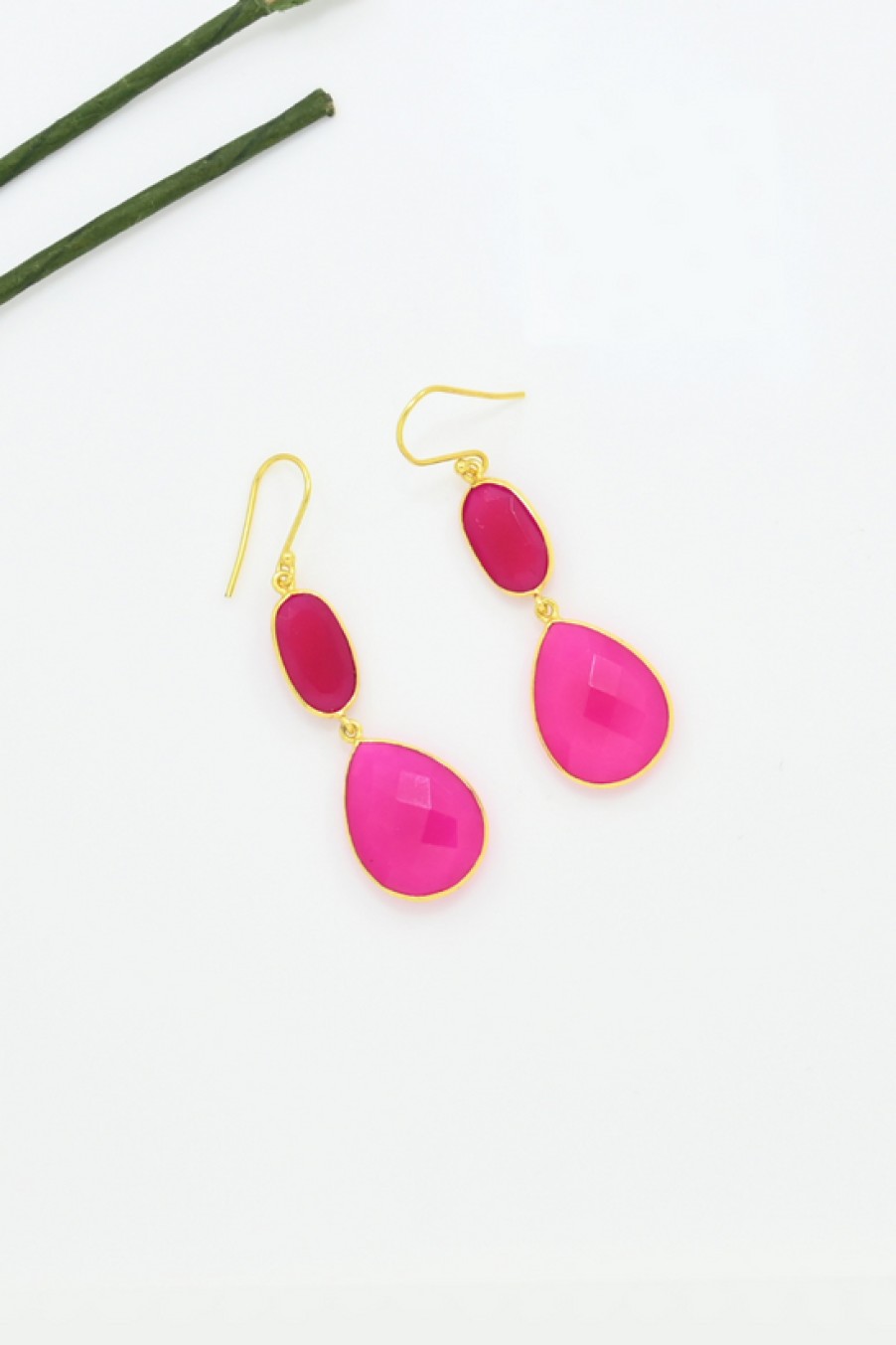 Jewelry Schmuckoo | Schmuckoo, Teardrop Pink Fuchsia Gold Earrings