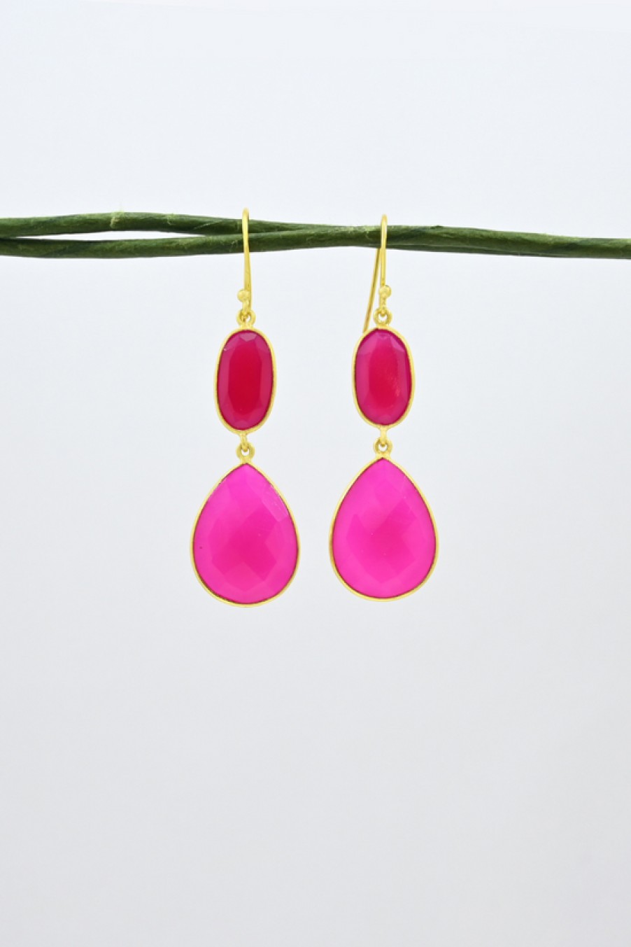 Jewelry Schmuckoo | Schmuckoo, Teardrop Pink Fuchsia Gold Earrings