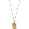 Jewelry TAI | Tai, Simple Gold Chain Necklace With Cubic Zirconia Feather