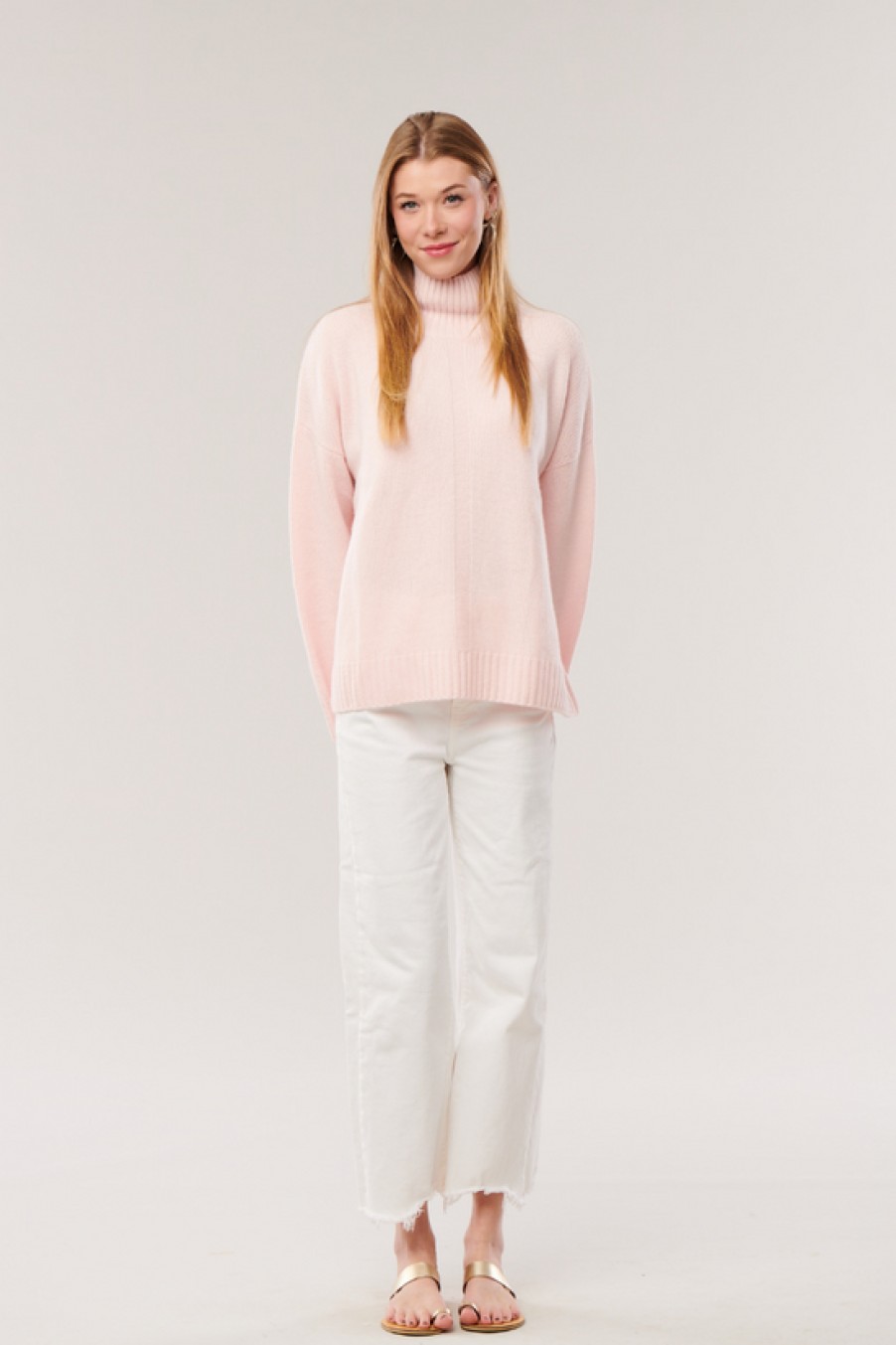 Clothing Snapdragon Designs | Cashmere T-Neck Sweater- Powder