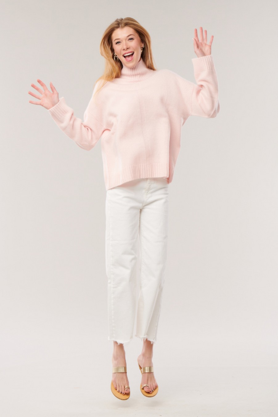 Clothing Snapdragon Designs | Cashmere T-Neck Sweater- Powder