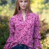 Clothing Rungolee | Rungolee, Artiste Blouse- Fuchsia Taffiti Flora