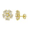 Jewelry Bamiyan | Gold 5-Petal Flower Stud Earrings With Cubic Zirconia