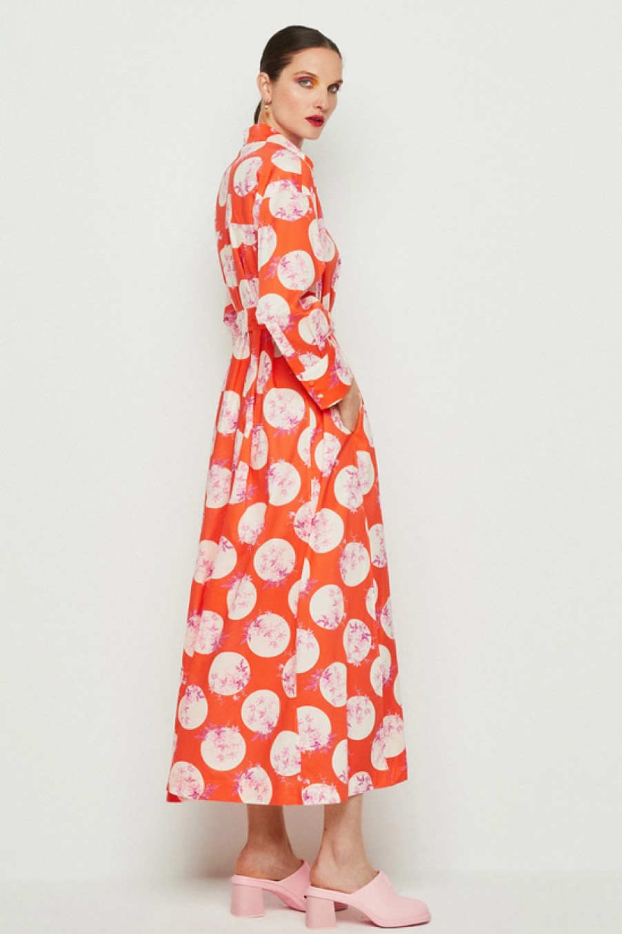 Clothing Mirto | Mirto, Orange Print Shirt Dress