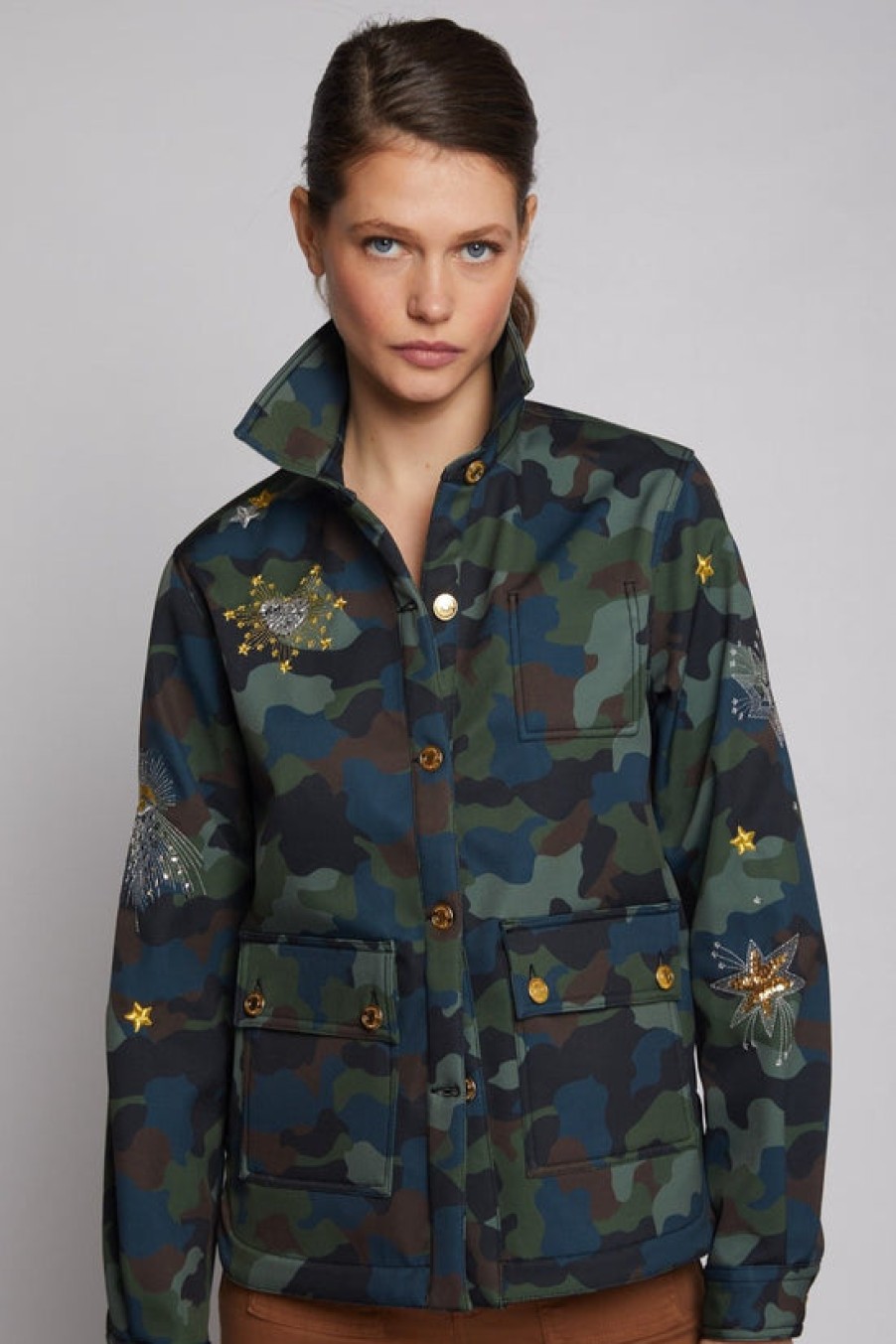 Clothing Vilagallo | Vilagallo, Olivia Camo Shirt Jacket