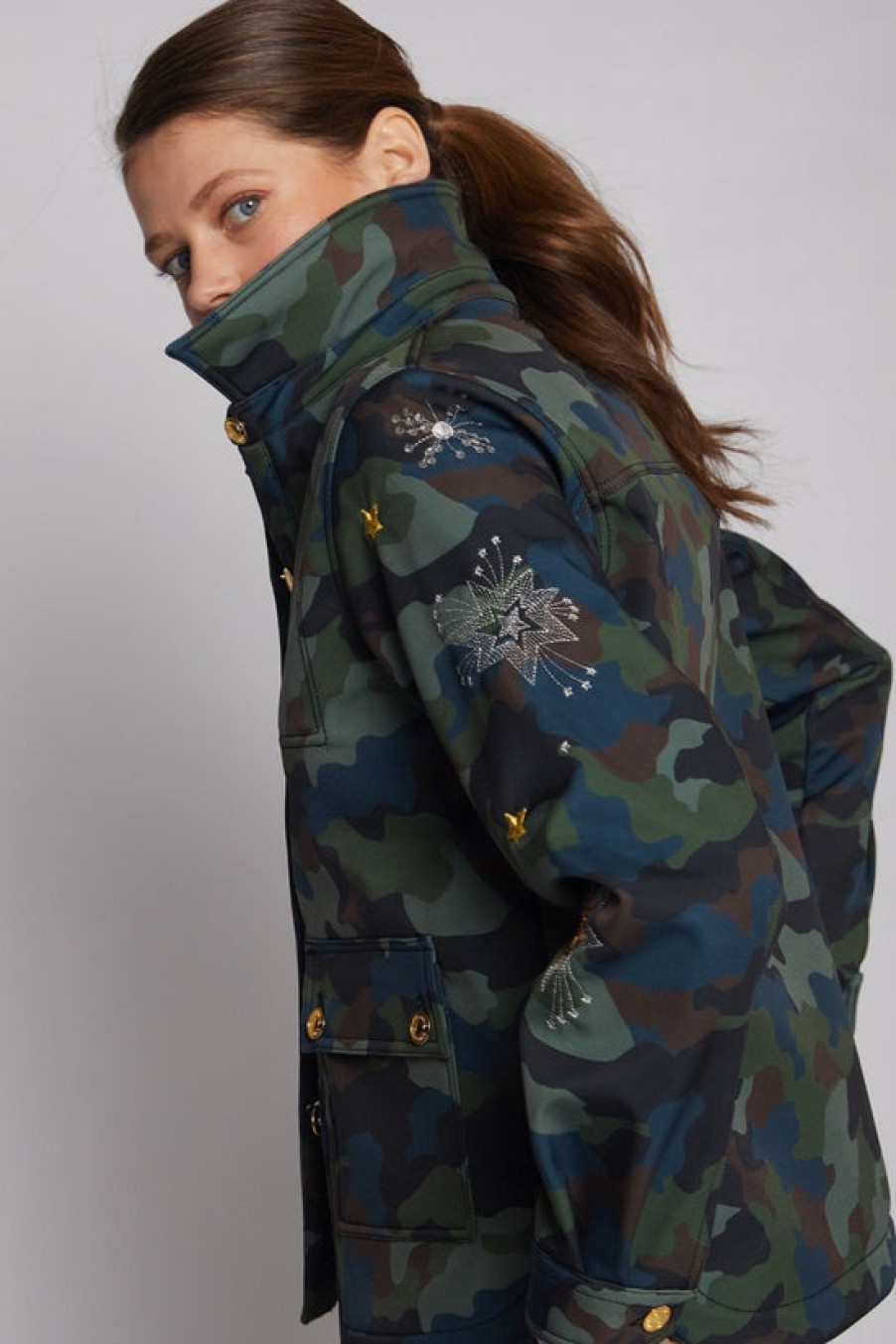 Clothing Vilagallo | Vilagallo, Olivia Camo Shirt Jacket