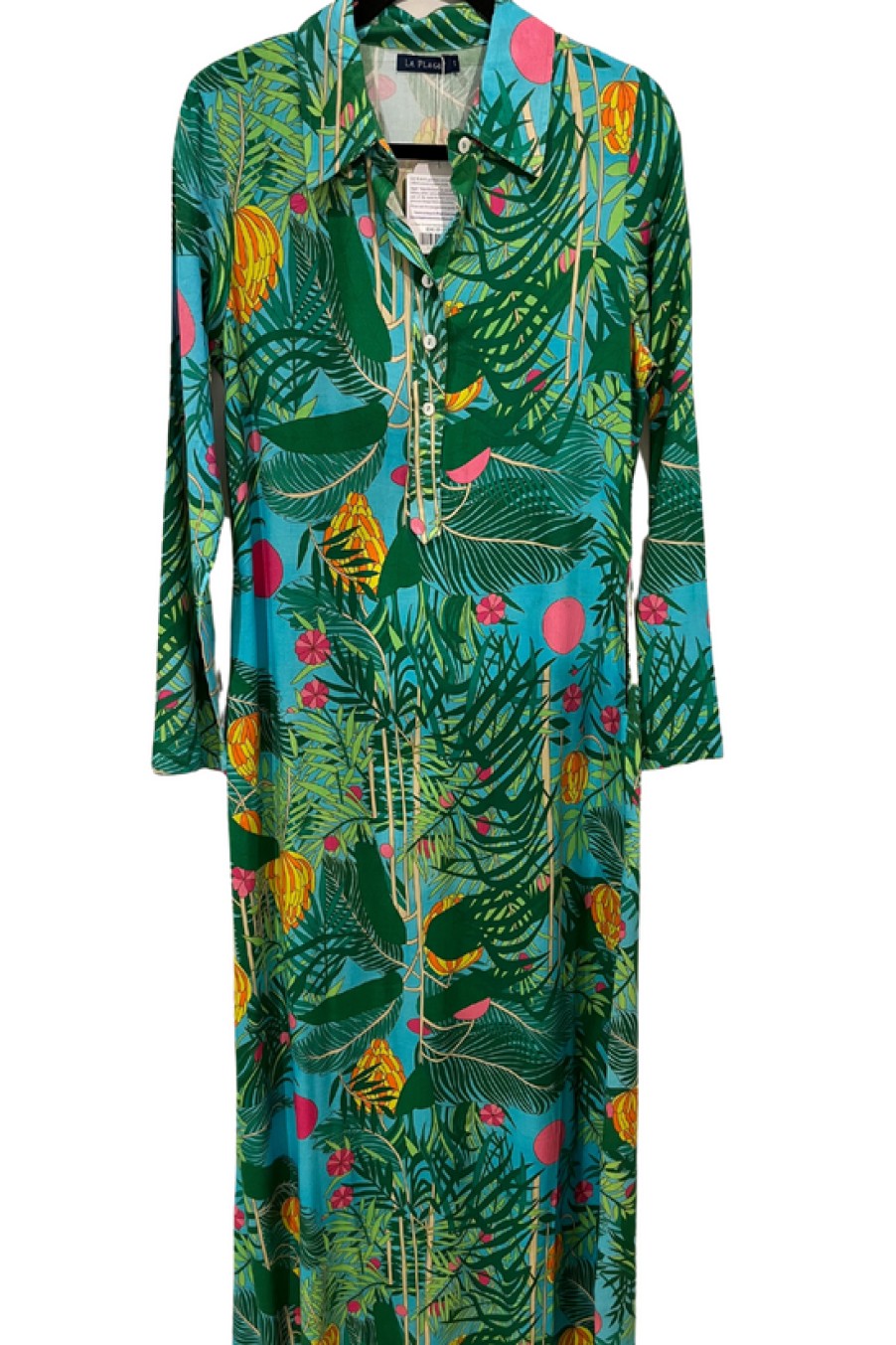 Clothing La Plage | La Plage, Shirtdress Maxi- Banana Jungle Capri Turquoise