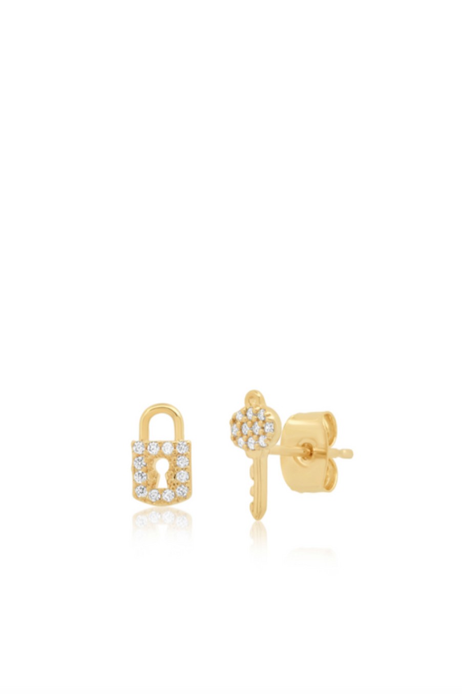 Jewelry TAI | Tai, Pave Lock & Key Stud Earrings