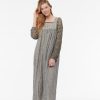 Clothing Nina Leuca | Nina Leuca, Long Dress With Grey Lurex Knit Sleeves