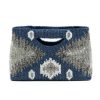 Accessories Tiana | Tiana, Beaded Cut Out Handle Bag- Navy/Silver/Pewter/Ivory