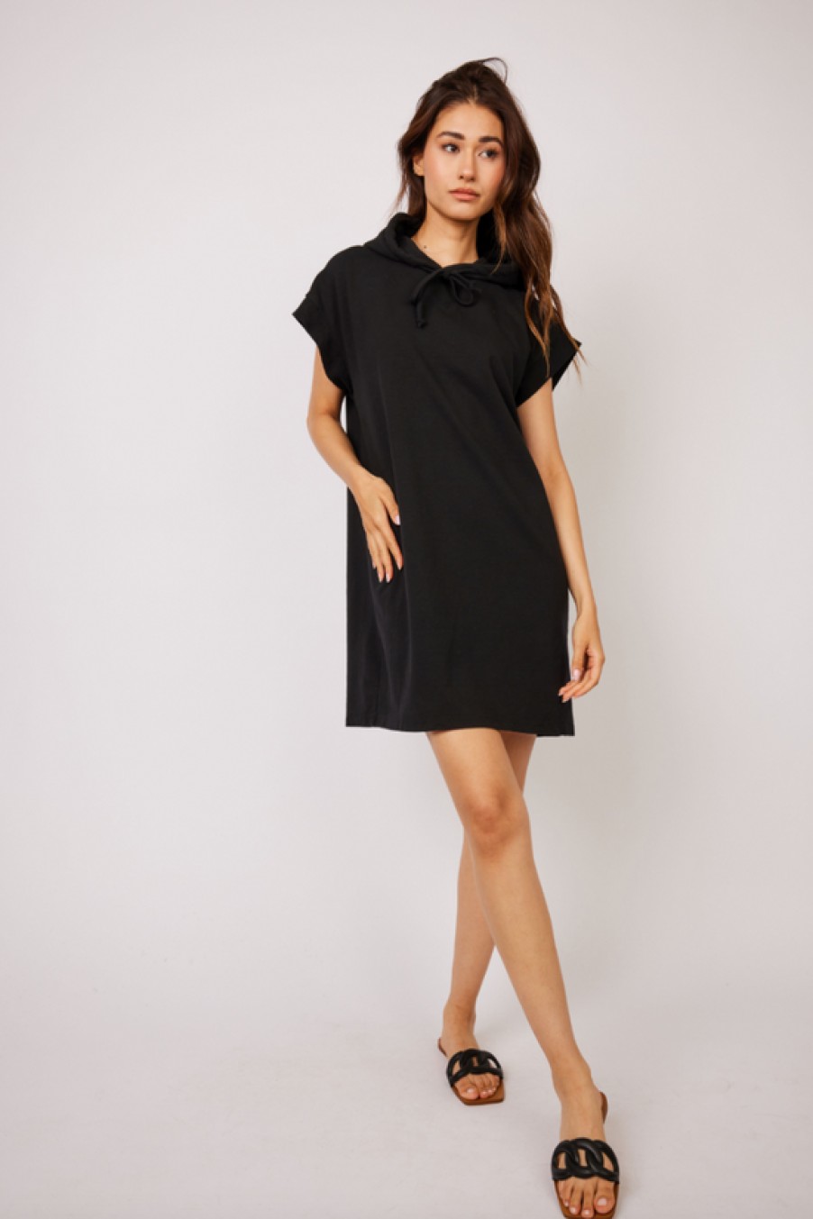 Clothing Pistache | Pistache, Terry Cotton Hooded Dress