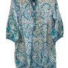 Clothing La Plage | La Plage, Maye Dress- Paisley White/Capri Turquoise