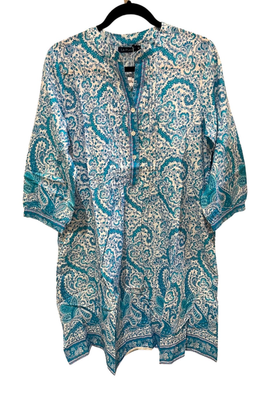 Clothing La Plage | La Plage, Maye Dress- Paisley White/Capri Turquoise