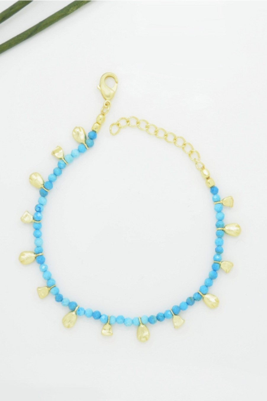 Jewelry Schmuckoo | Schmuckoo, Blue Turquoise Beaded Gold Nuggets Bracelet