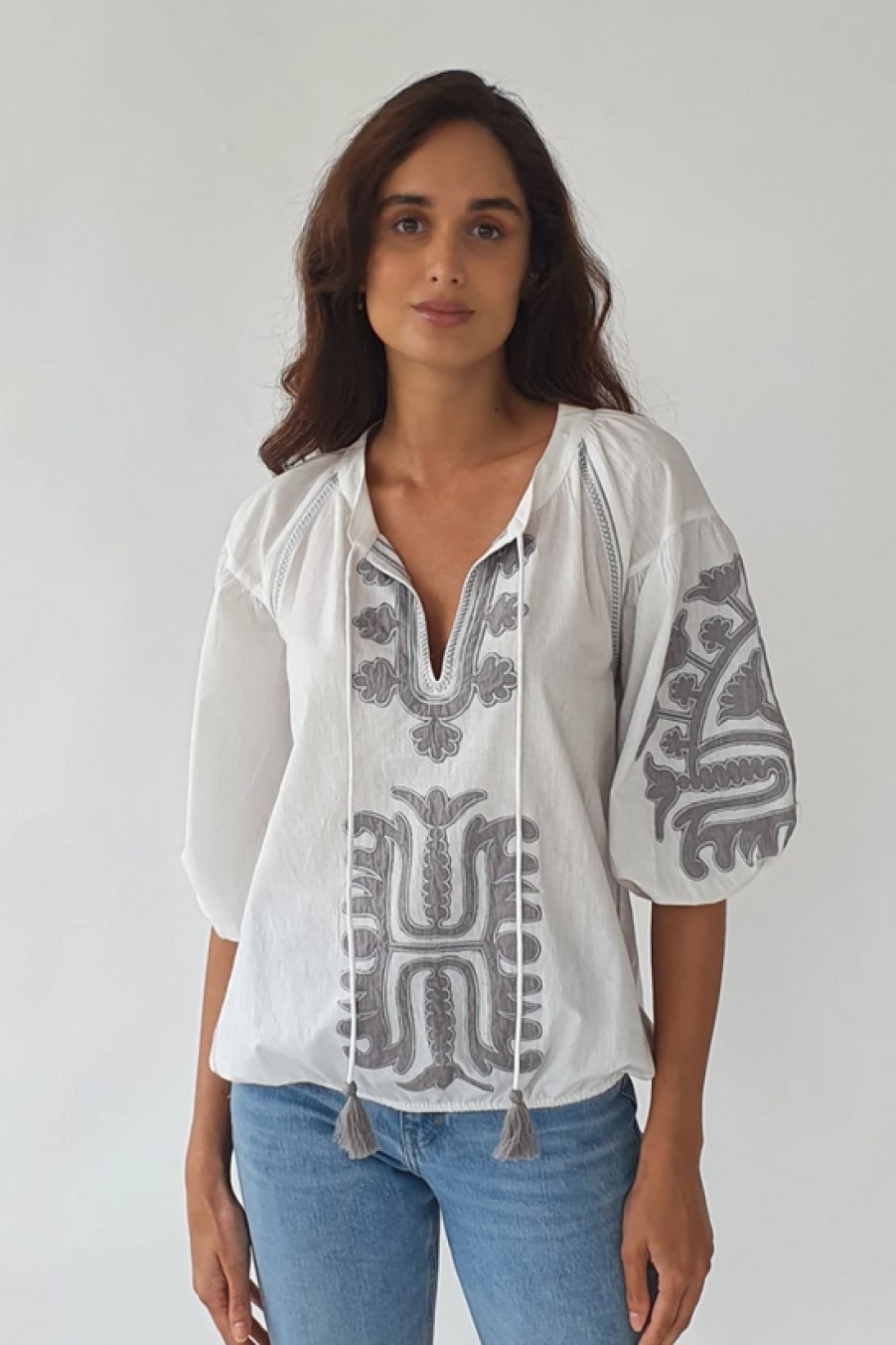 Clothing Rose and Rose | Rose And Rose, Cagnes Top- Grey/White