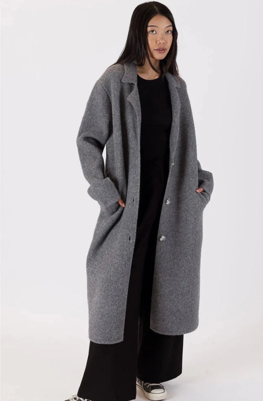 Clothing Lyla+Luxe | Lyla+Luxe, Victoria Oversized Long Coat- Grey