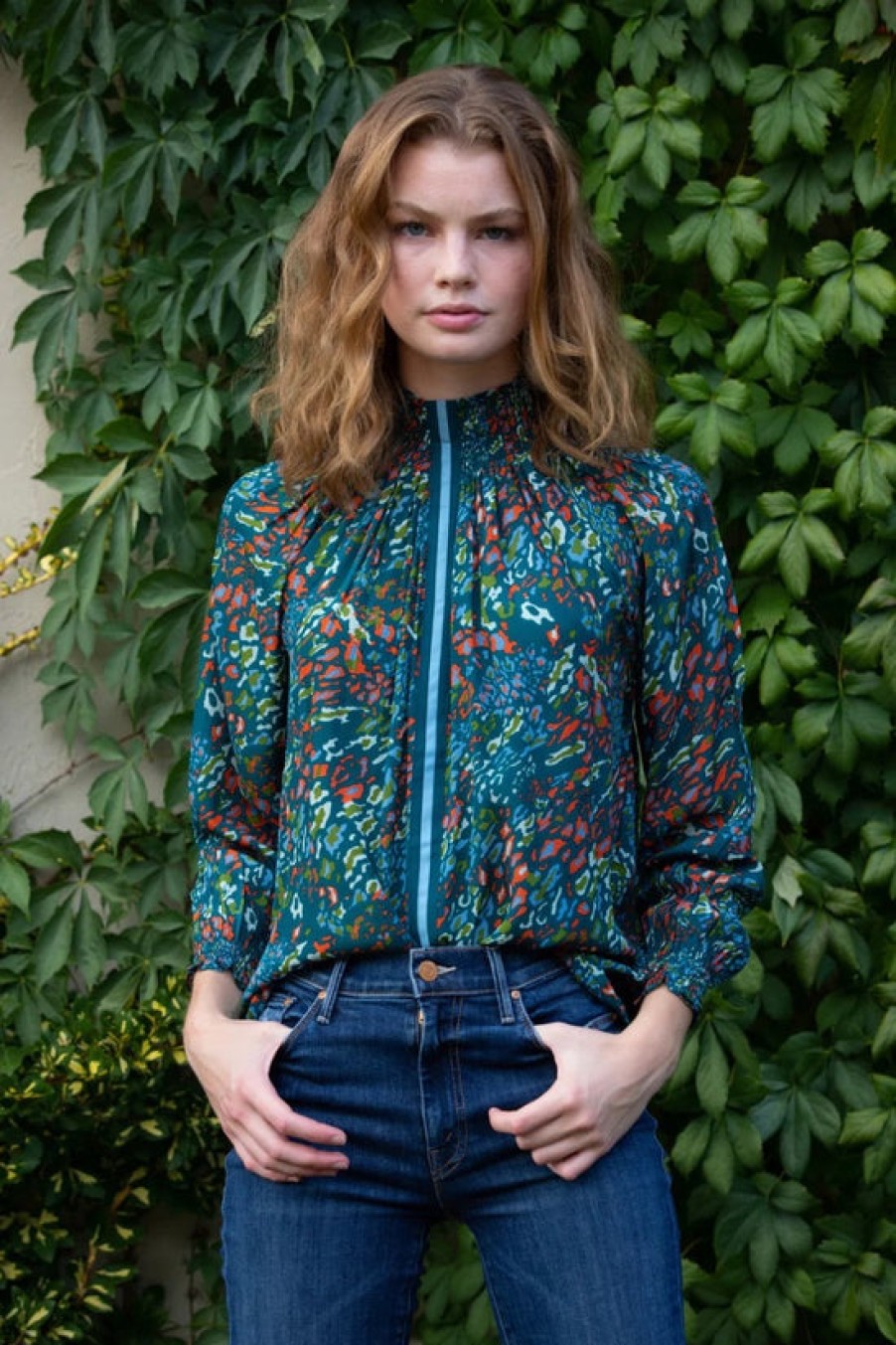 Clothing Rungolee | Rungolee, Brooklyn Full Sleeve Blouse- Teal On Cloud Nine