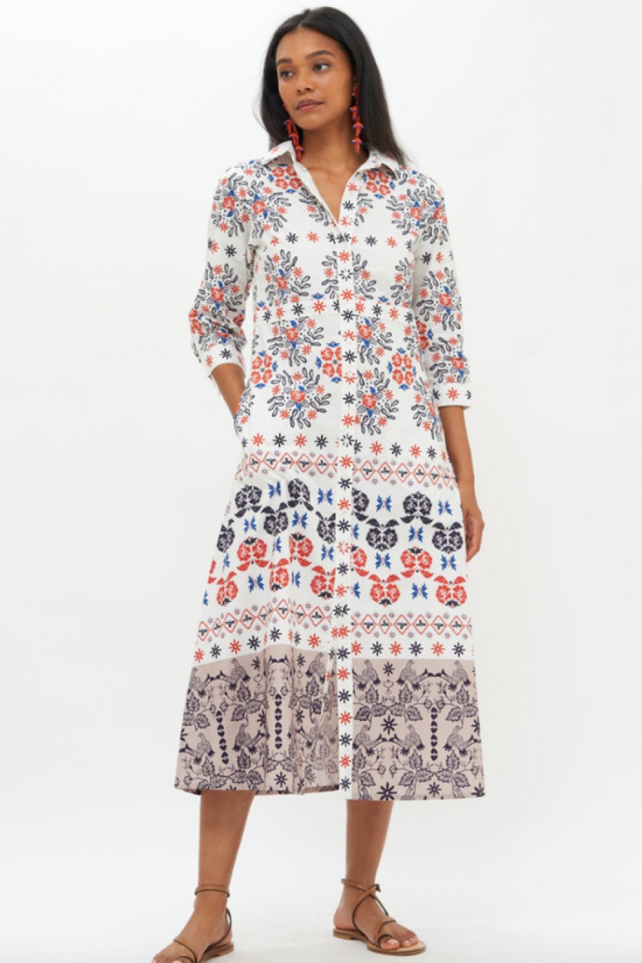 Clothing Oliphant | Oliphant, Midi Shirt Dress- Navy Paradiso