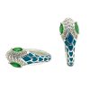 Jewelry The Makery Collection | The Makery, Silver, Blue And Green Snake Huggie Earrings