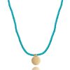 Jewelry The Makery Collection | The Makery, Short Beaded Necklace With Brushed Gold Disc