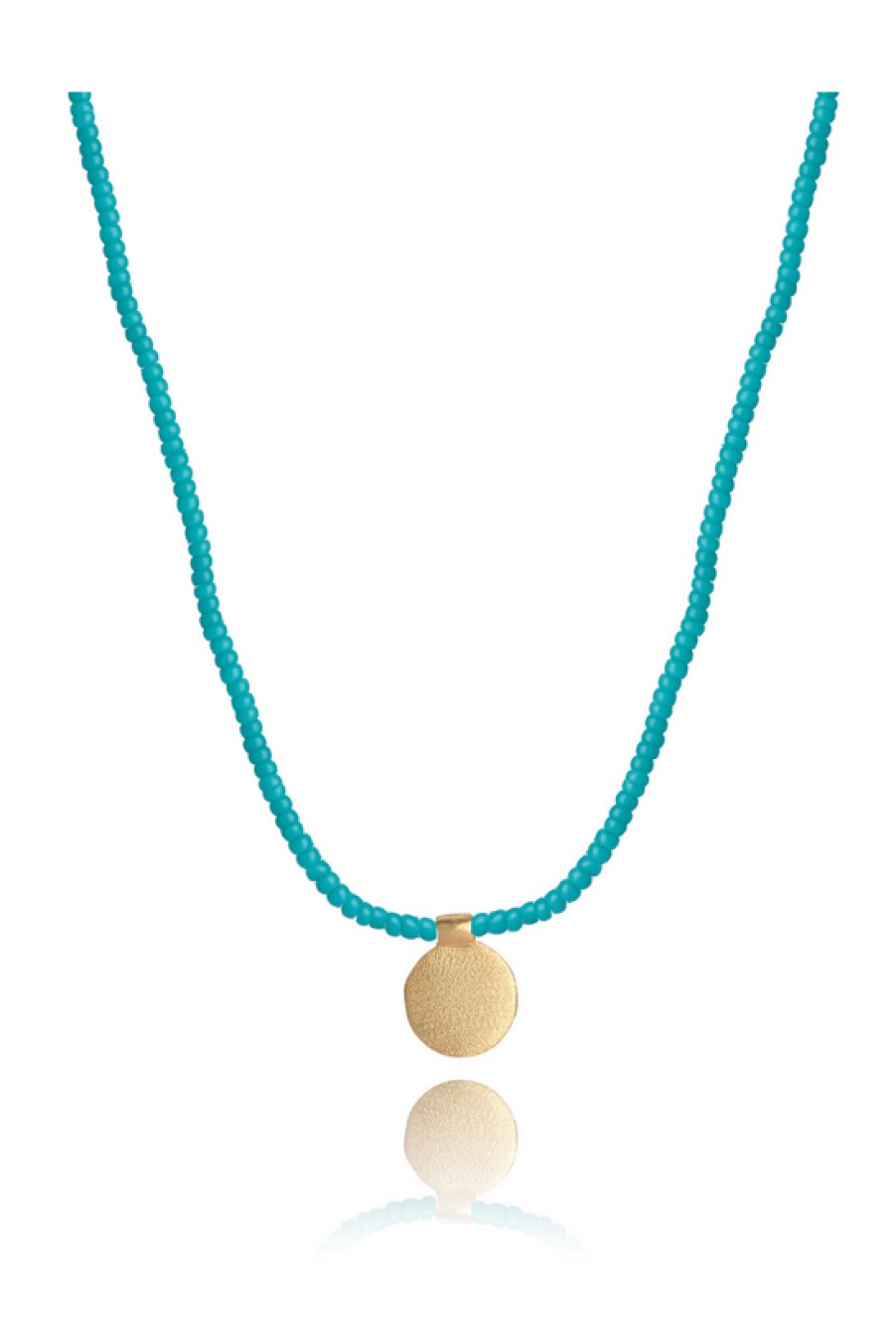 Jewelry The Makery Collection | The Makery, Short Beaded Necklace With Brushed Gold Disc