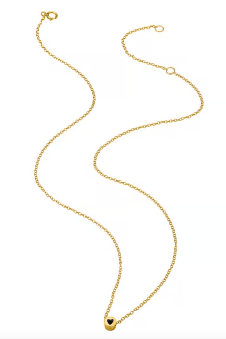 Jewelry The Makery Collection | The Makery, Gold Choker Chain Necklace With Black Enamel Heart On Mini Charm