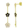 Jewelry Bamiyan | Gold Triple Flower Dangly Earrings