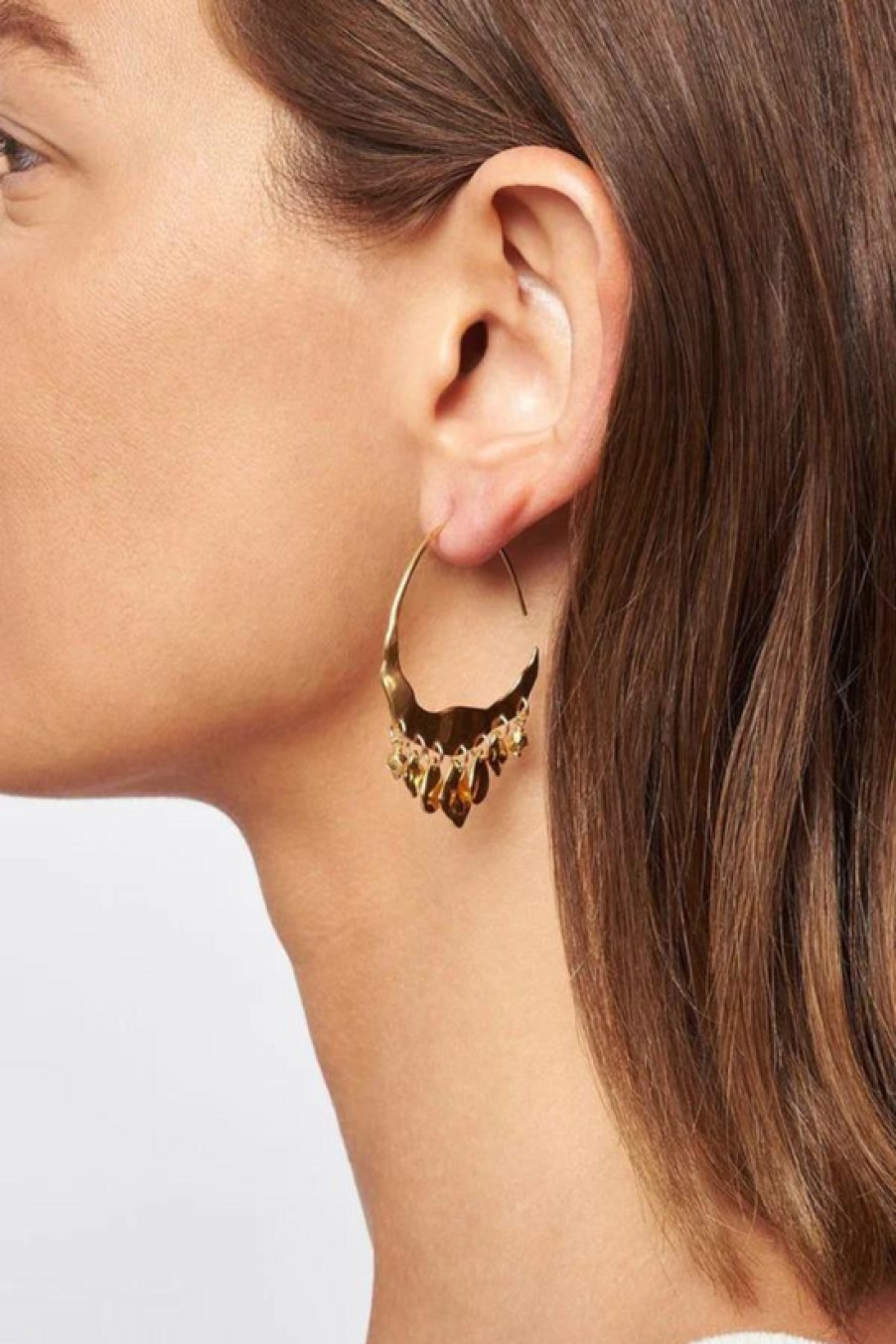 Jewelry Chan Luu | Chan Luu, Gold Crescent Earrings With Dangles