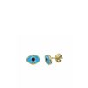 Jewelry Bamiyan | Gold Evil Eye Stud Earrings- Teal