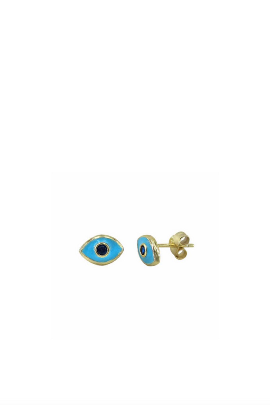 Jewelry Bamiyan | Gold Evil Eye Stud Earrings- Teal