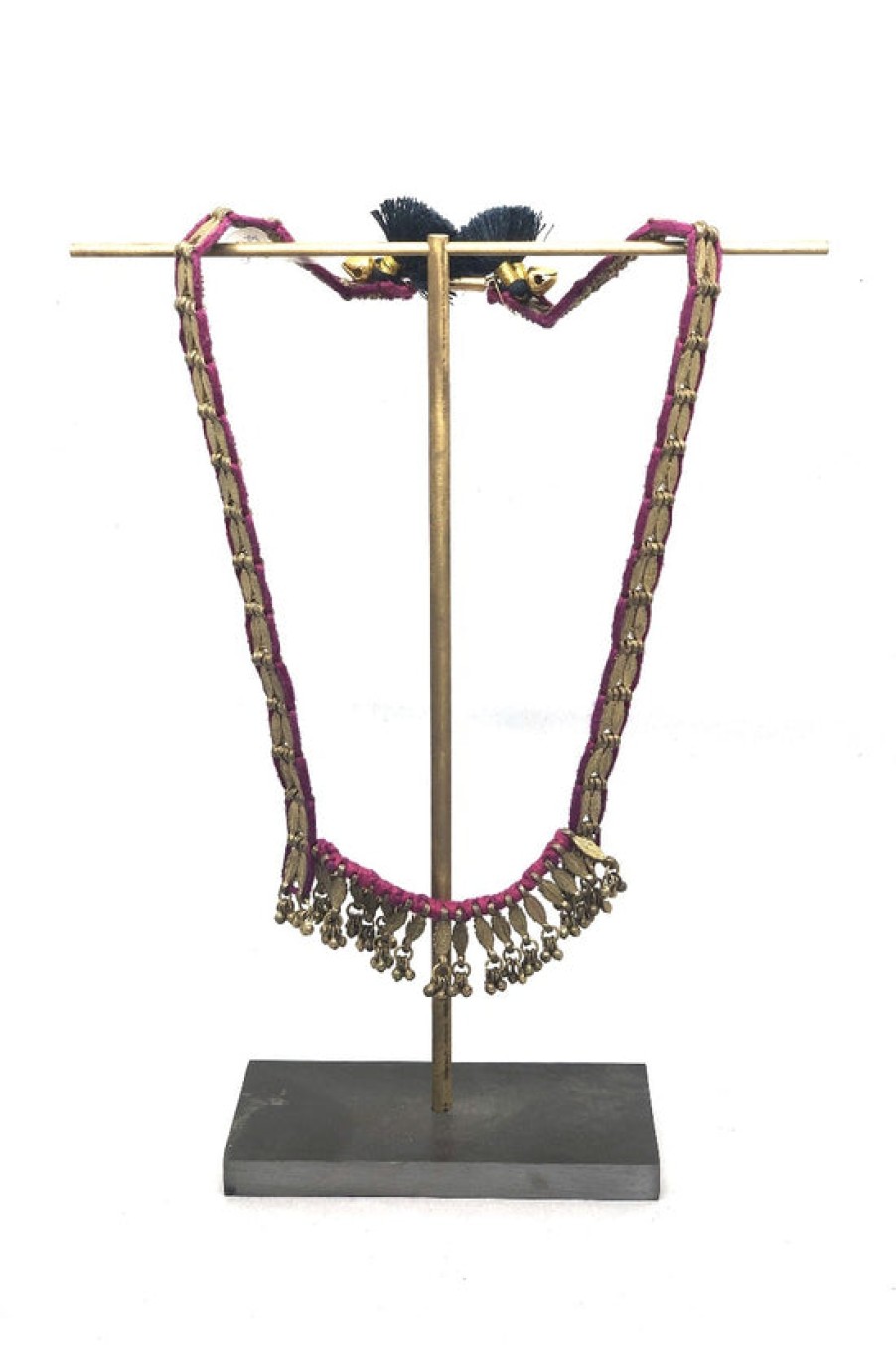 Jewelry Zenza | Zenza, Pink/Gold Necklace With Black Tassel