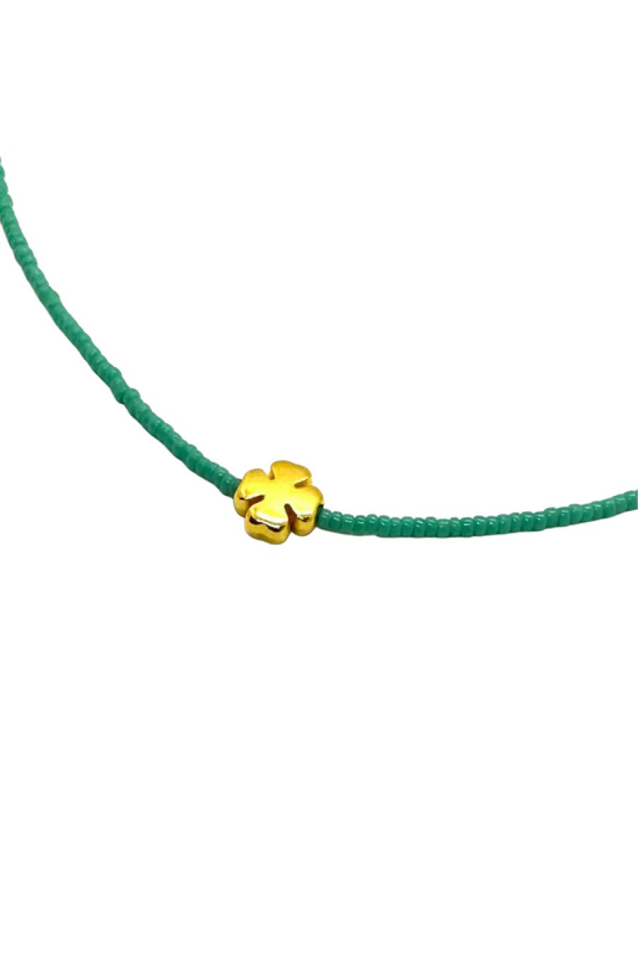 Jewelry The Makery Collection | The Makery, Turquoise Lucky Bead Necklace With Gold Four-Leaf Clover