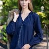 Clothing Rungolee | Rungolee, Juliette Full Sleeve Blouse- Navy Multi