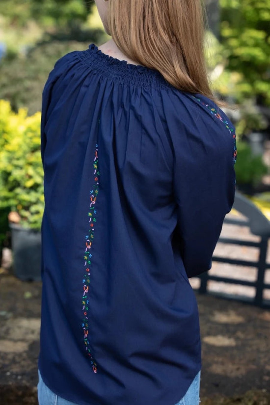 Clothing Rungolee | Rungolee, Juliette Full Sleeve Blouse- Navy Multi