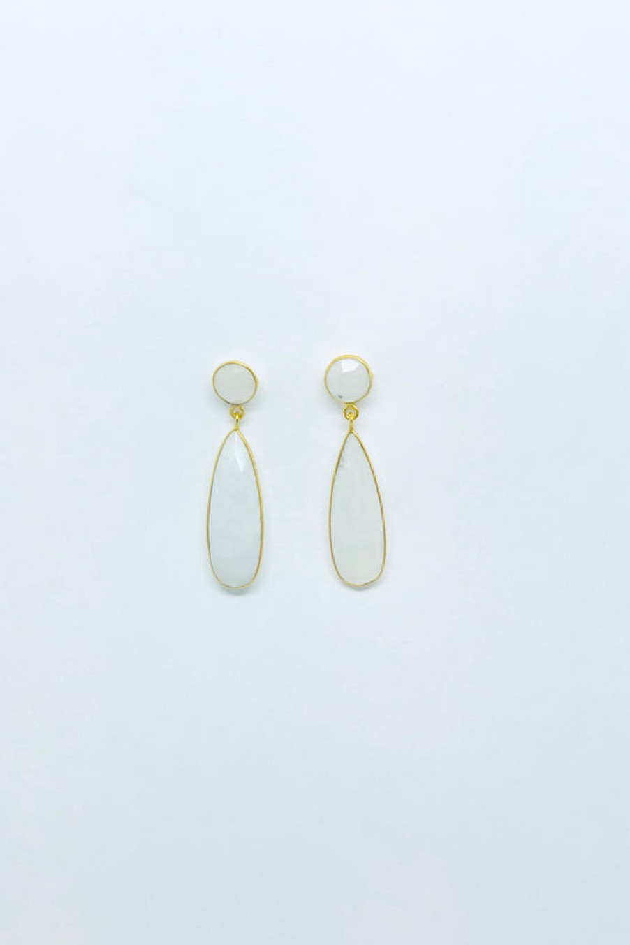 Jewelry Jaipur | Jaipur, Rainbow Moonstone Long Pear Stud Earrings