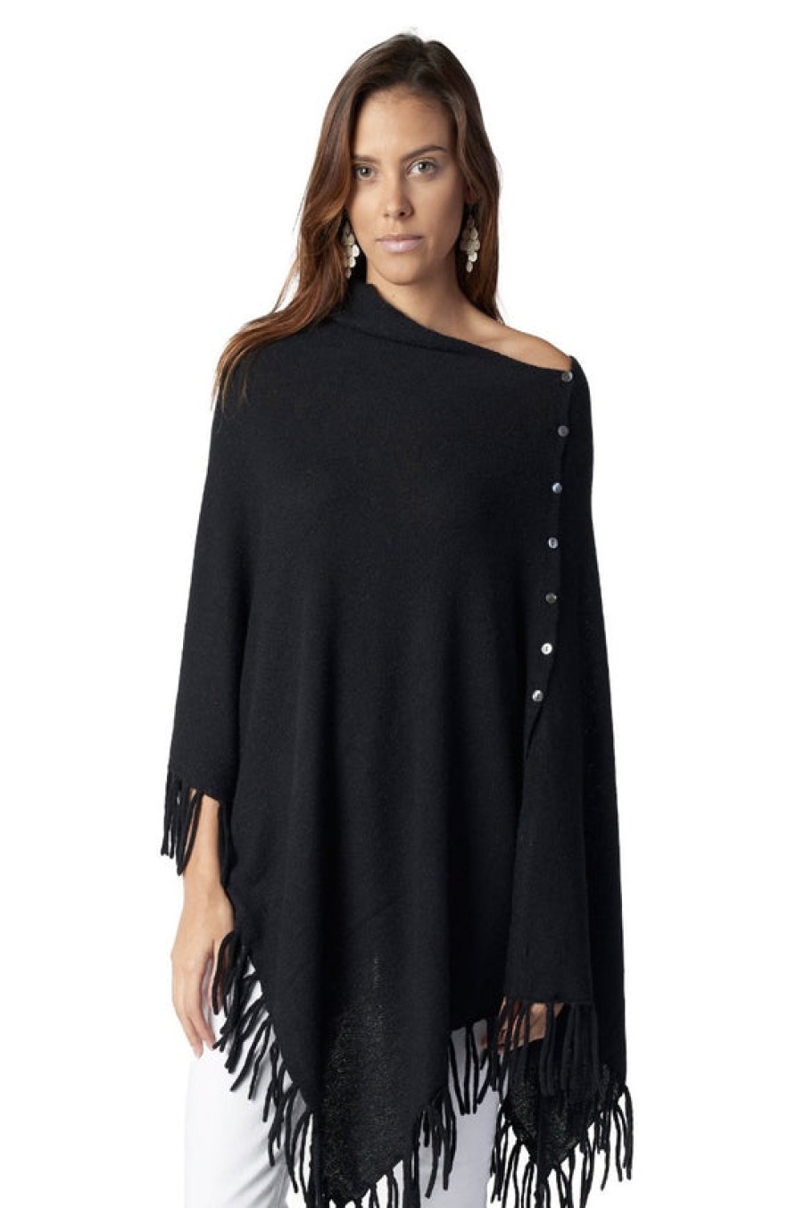 Clothing Snapdragon Designs | Fringe Button Poncho