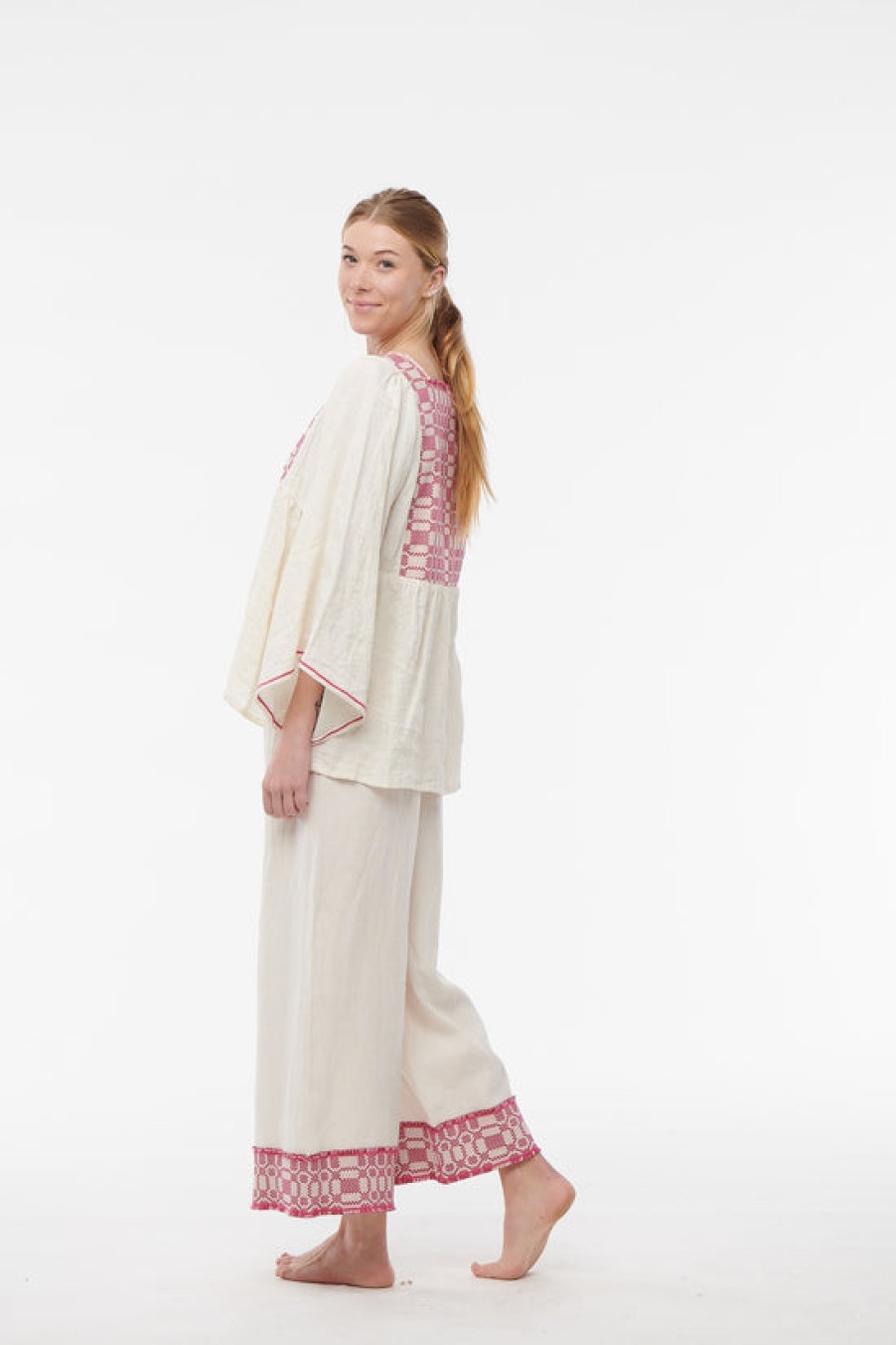 Clothing Nina Leuca | Nina Leuca, Embroidered Linen Pants