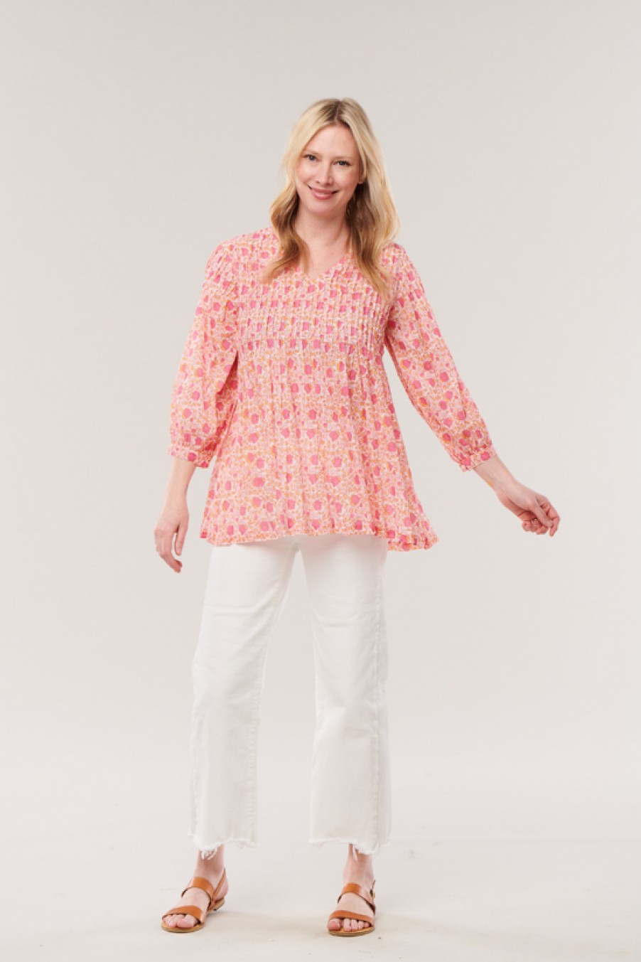 Clothing Dolma | Dolma, Alya Floral Top- Ivory Pink