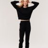 Clothing Snapdragon Designs | Cashmere Thin Ribbed Lounge Sweater- Black