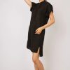 Clothing Pistache | Pistache, Linen & Jersey Cotton Hooded Dress- Black