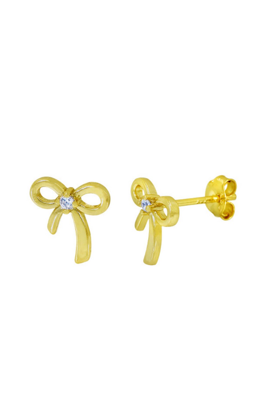 Jewelry Bamiyan | Gold Bow Stud Earrings With Cubic Zirconia