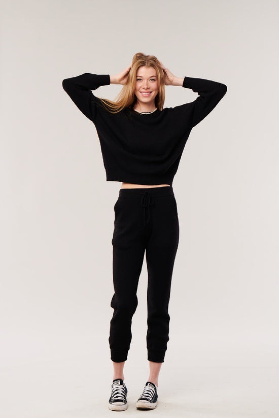 Clothing Snapdragon Designs | Cashmere Thin Ribbed Lounge Joggers- Black