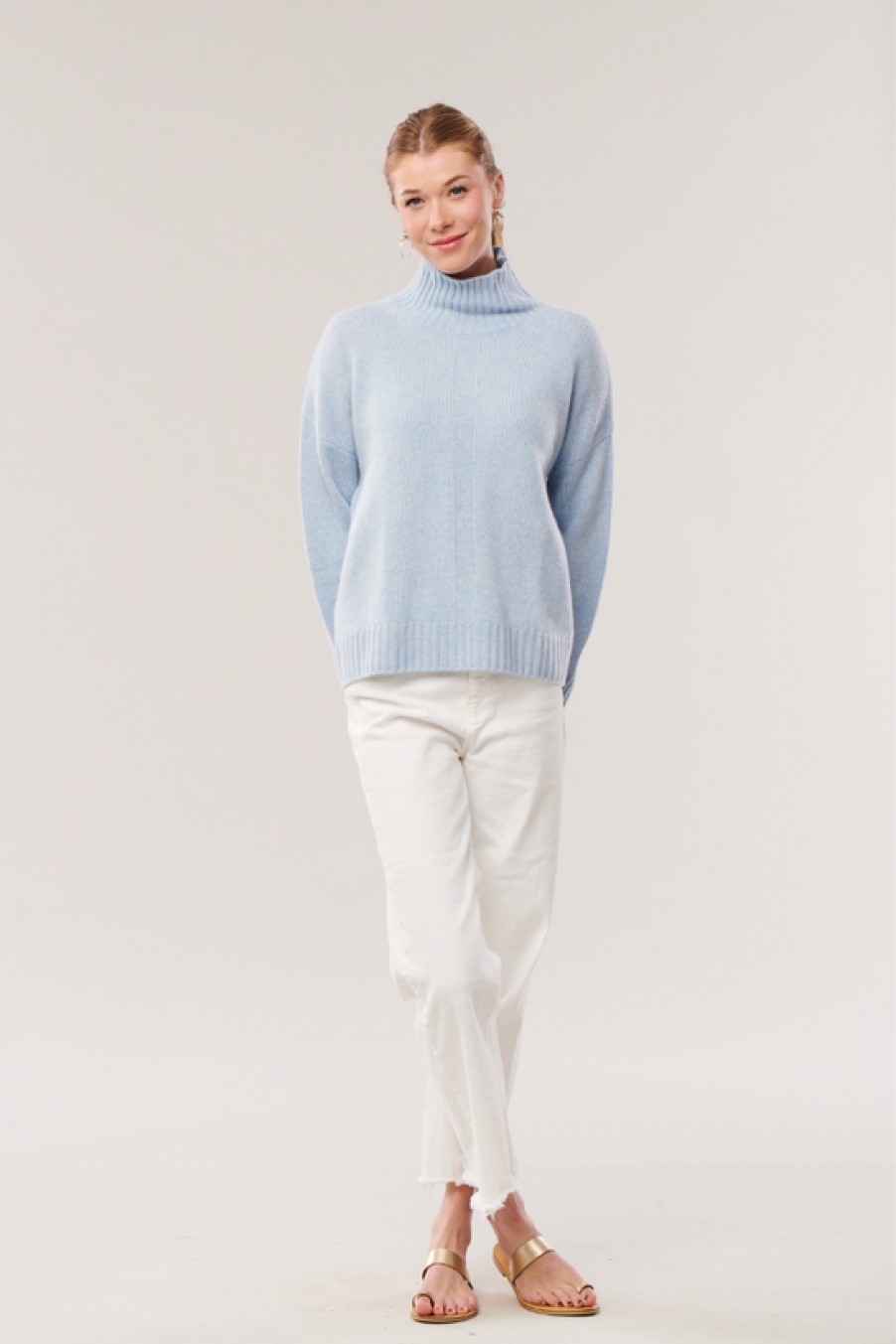 Clothing Snapdragon Designs | Cashmere T-Neck Sweater- Denim