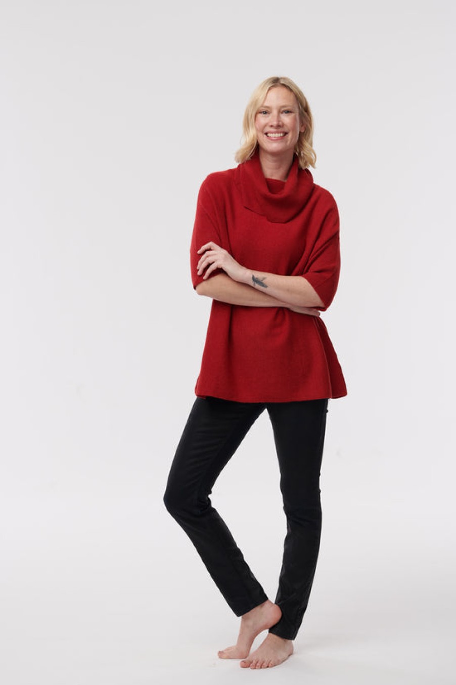 Clothing Snapdragon Designs | Cashmere Short Sleeve Cowl Neck Sweater